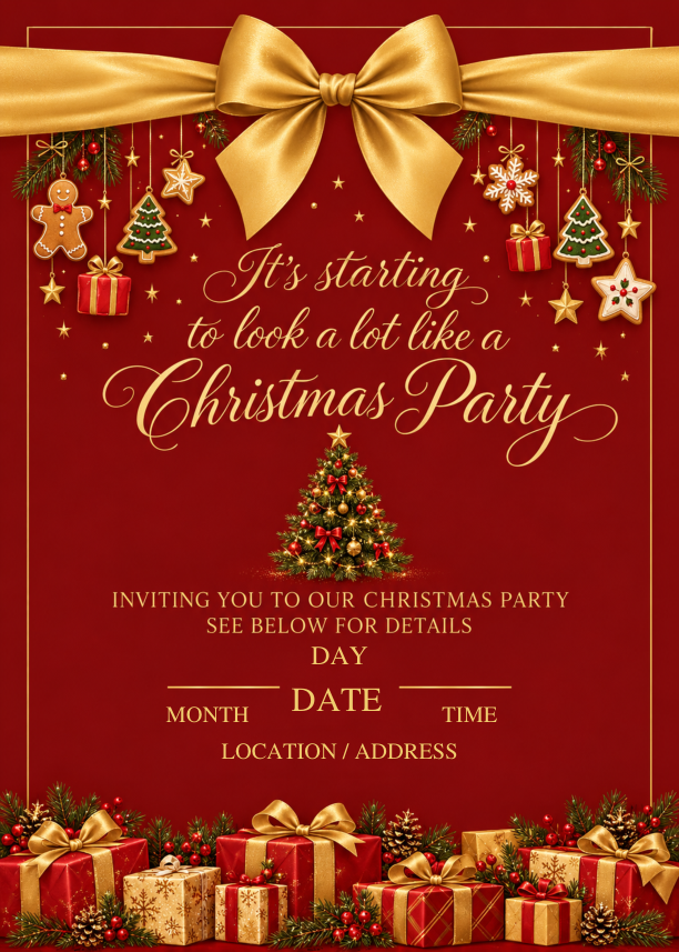 Actual Christmas Party Invitation Fillable from the finished TallyPine PDF