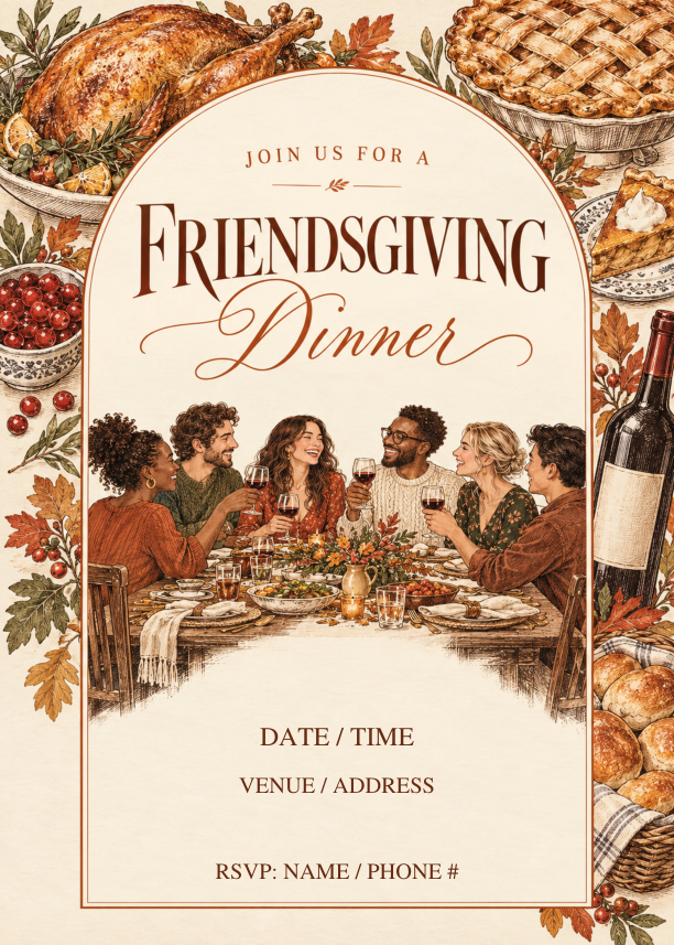 Actual Friendsgiving Party Invitation Fillable from the finished TallyPine PDF