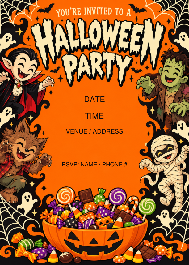 Actual Halloween Monster Party Fillable from the finished TallyPine PDF