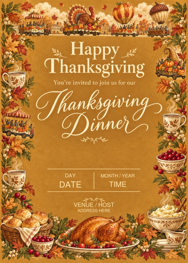 Actual Thanksgiving Dinner Invitation Fillable from the finished TallyPine PDF
